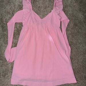 Pink Ruffled Sleeveless Dress